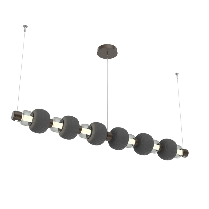 Hammerton Studio Torno Mandrel Linear Chandelier Flat Bronze / Large / Smoke / Charcoal Ceramic