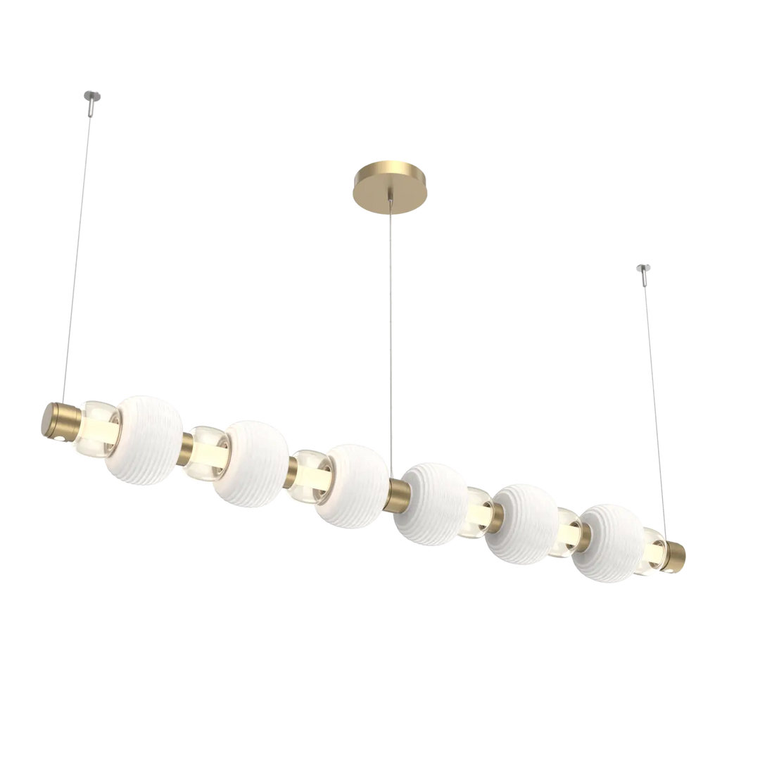 Hammerton Studio Torno Mandrel Linear Chandelier Gilded Brass / Large / Amber / Chalk Ceramic
