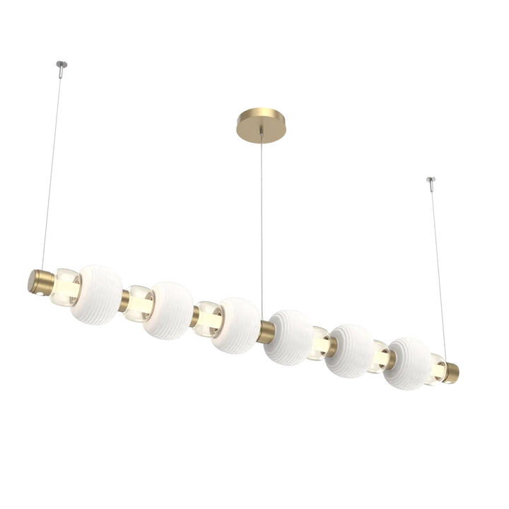 Hammerton Studio Torno Mandrel Linear Chandelier Gilded Brass / Large / Amber / Chalk Ceramic