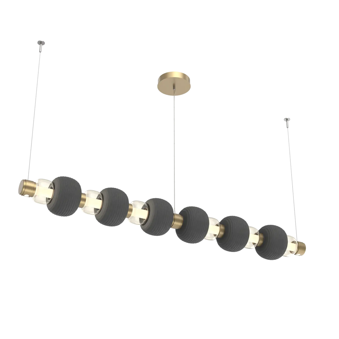 Hammerton Studio Torno Mandrel Linear Chandelier Gilded Brass / Large / Amber / Charcoal Ceramic