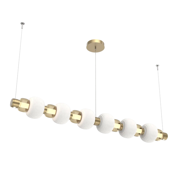 Hammerton Studio Torno Mandrel Linear Chandelier Gilded Brass / Large / Bronze / Chalk Ceramic