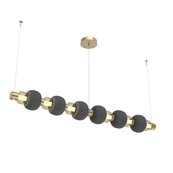 Hammerton Studio Torno Mandrel Linear Chandelier Gilded Brass / Large / Bronze / Charcoal Ceramic