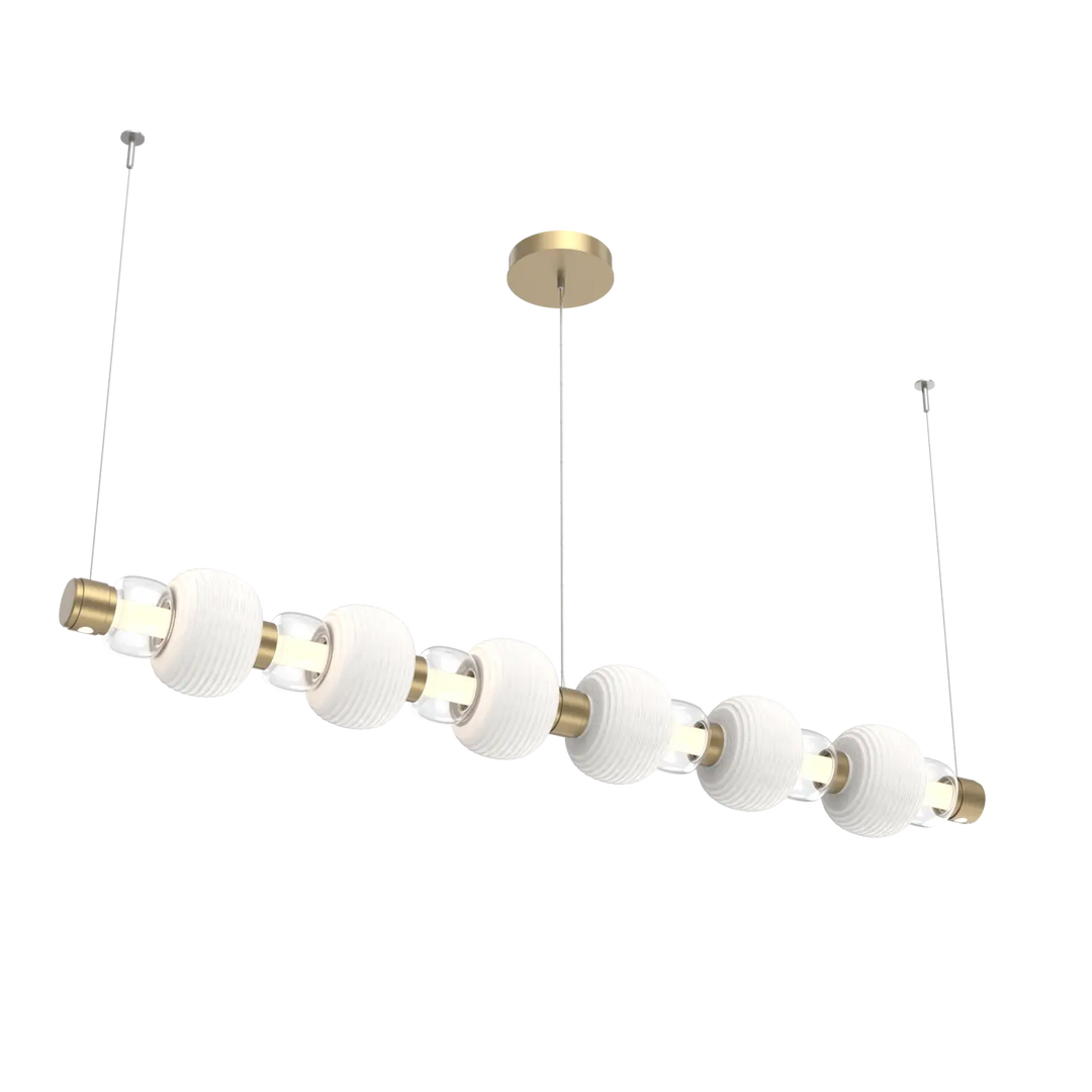 Hammerton Studio Torno Mandrel Linear Chandelier Gilded Brass / Large / Clear / Chalk Ceramic