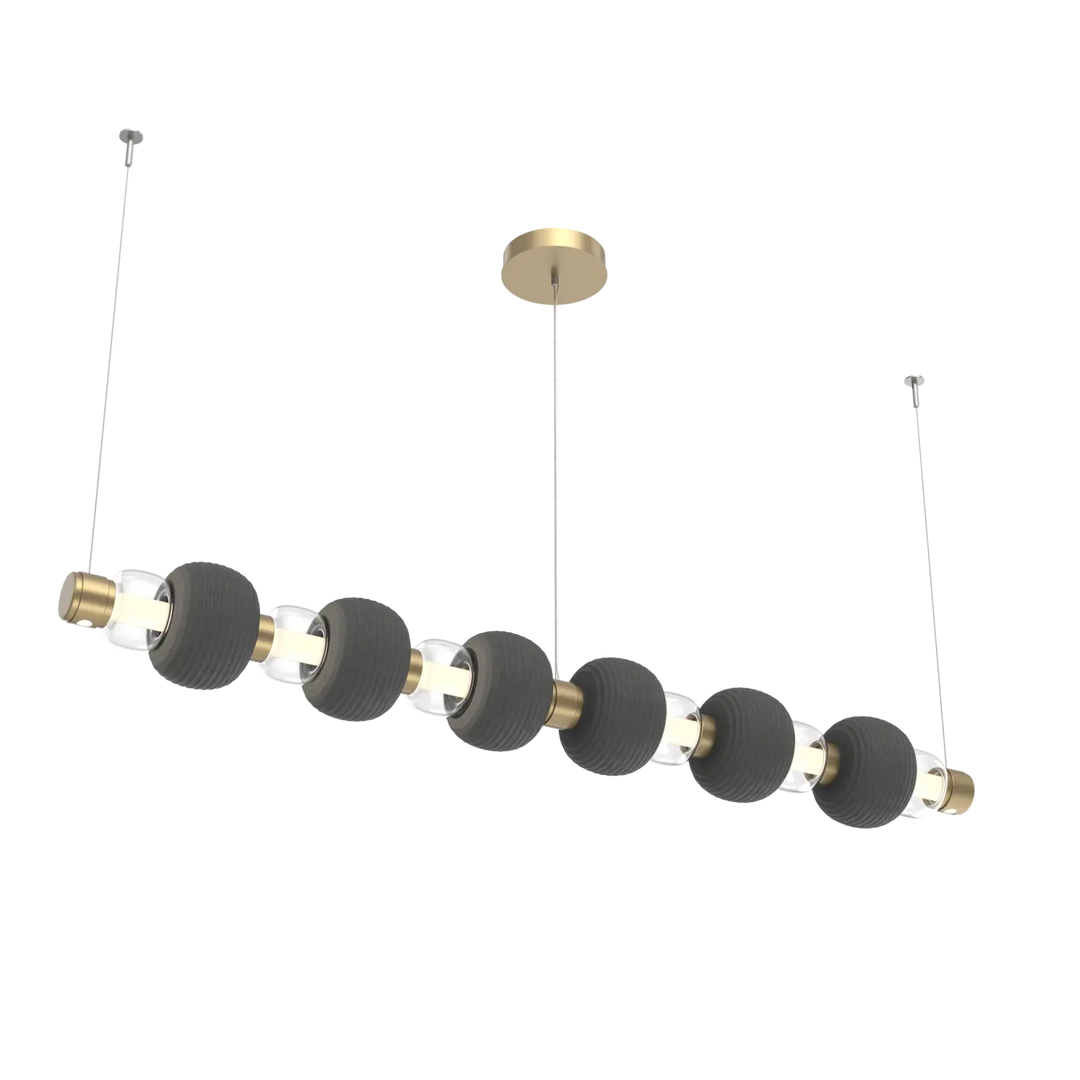 Hammerton Studio Torno Mandrel Linear Chandelier Gilded Brass / Large / Clear / Charcoal Ceramic