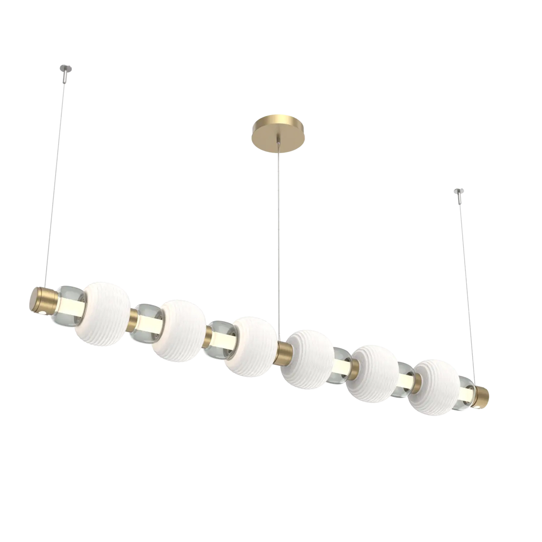 Hammerton Studio Torno Mandrel Linear Chandelier Gilded Brass / Large / Smoke / Chalk Ceramic