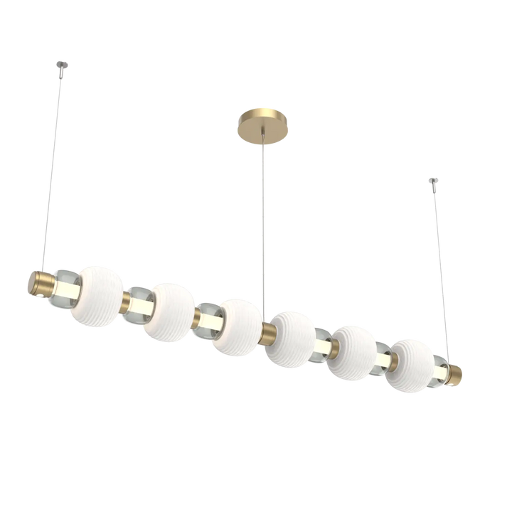 Hammerton Studio Torno Mandrel Linear Chandelier Gilded Brass / Large / Smoke / Chalk Ceramic