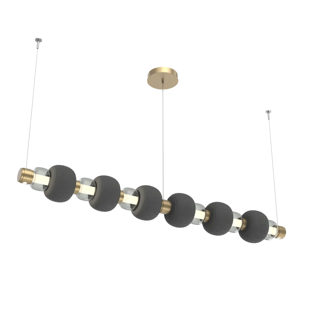 Hammerton Studio Torno Mandrel Linear Chandelier Gilded Brass / Large / Smoke / Charcoal Ceramic