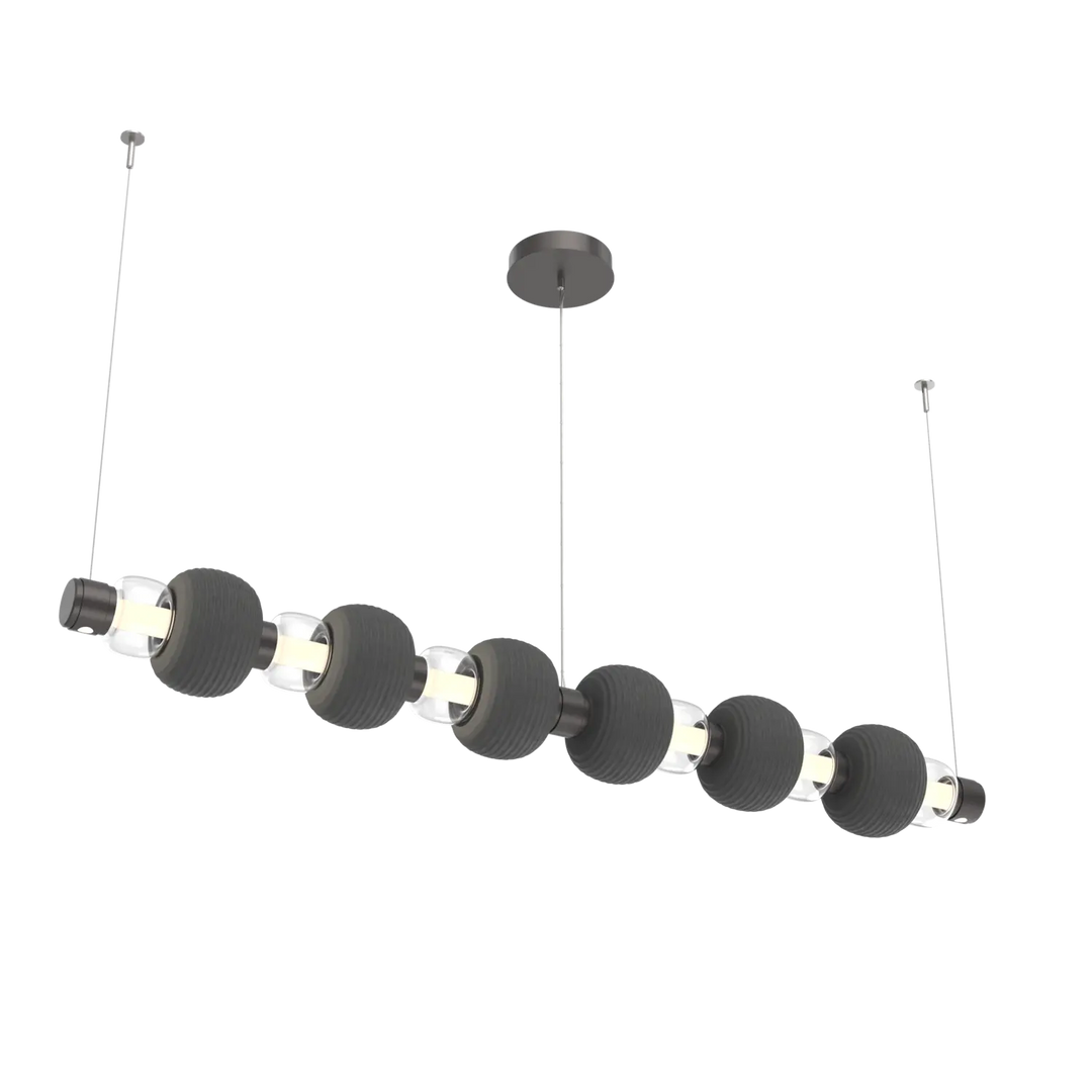 Hammerton Studio Torno Mandrel Linear Chandelier Graphite / Large / Clear / Charcoal Ceramic