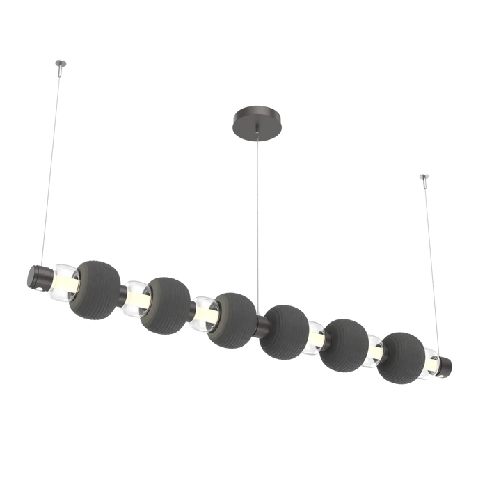 Hammerton Studio Torno Mandrel Linear Chandelier Graphite / Large / Clear / Charcoal Ceramic