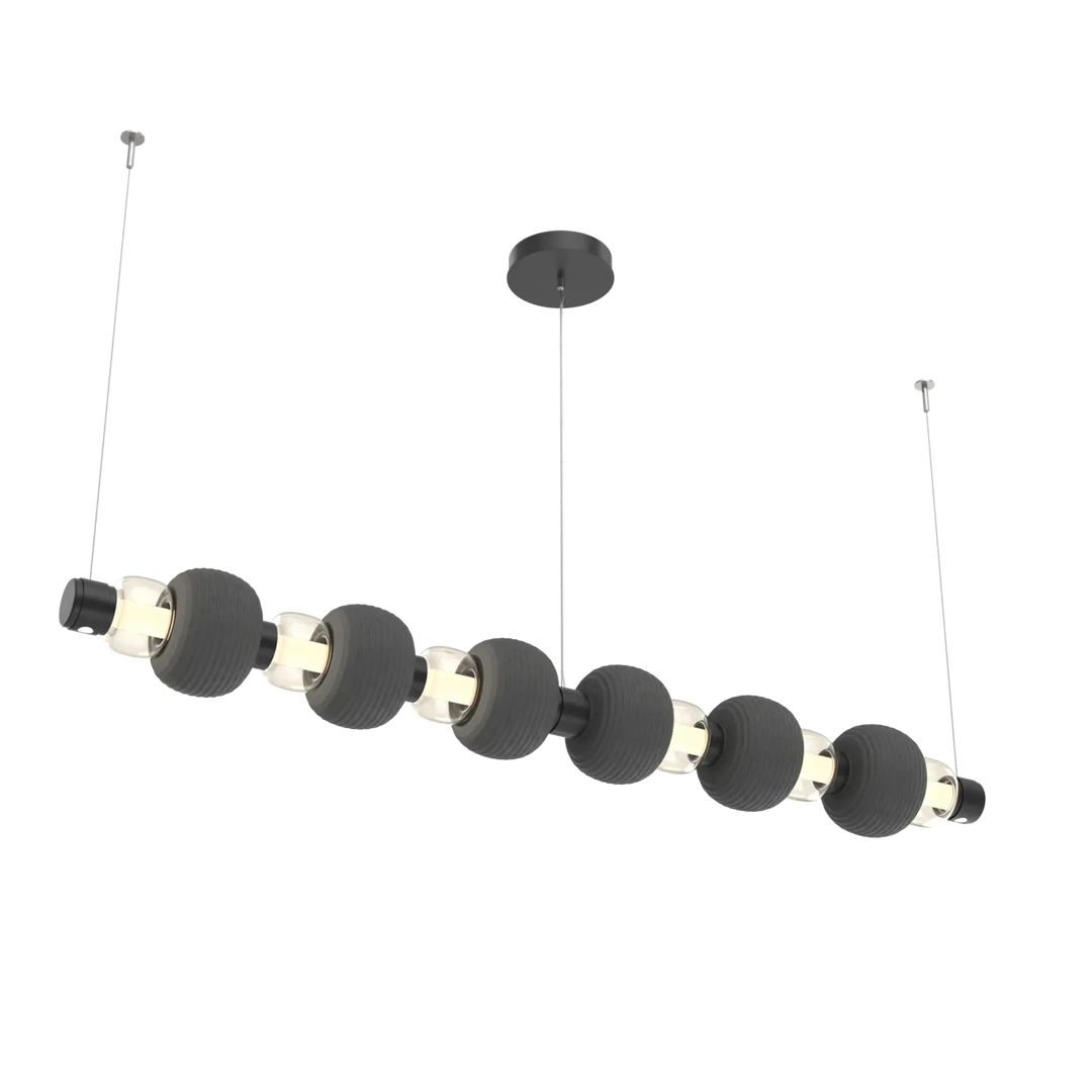 Hammerton Studio Torno Mandrel Linear Chandelier Matte Black / Large / Amber / Charcoal Ceramic