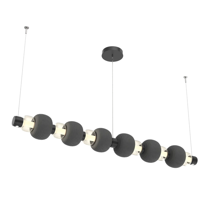 Hammerton Studio Torno Mandrel Linear Chandelier Matte Black / Large / Amber / Charcoal Ceramic
