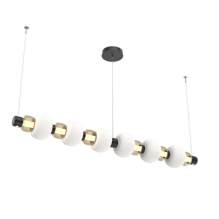 Hammerton Studio Torno Mandrel Linear Chandelier Matte Black / Large / Bronze / Chalk Ceramic