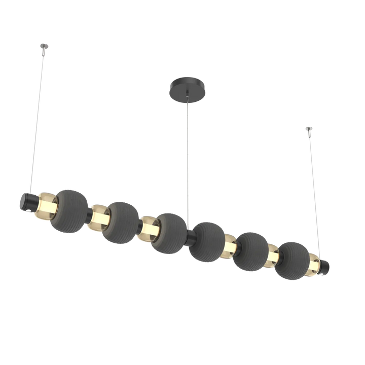 Hammerton Studio Torno Mandrel Linear Chandelier Matte Black / Large / Bronze / Charcoal Ceramic