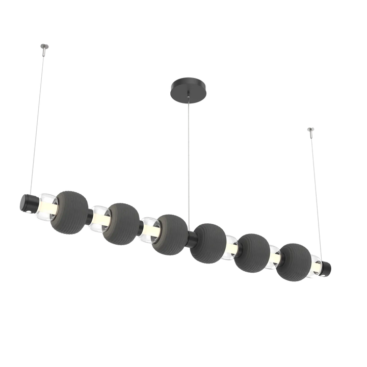 Hammerton Studio Torno Mandrel Linear Chandelier Matte Black / Large / Clear / Charcoal Ceramic
