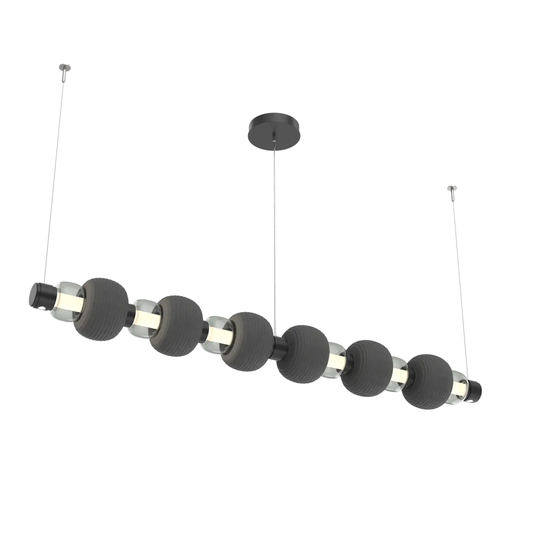 Hammerton Studio Torno Mandrel Linear Chandelier Matte Black / Large / Smoke / Charcoal Ceramic