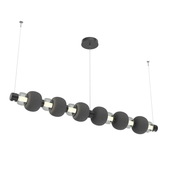 Hammerton Studio Torno Mandrel Linear Chandelier Matte Black / Large / Smoke / Charcoal Ceramic