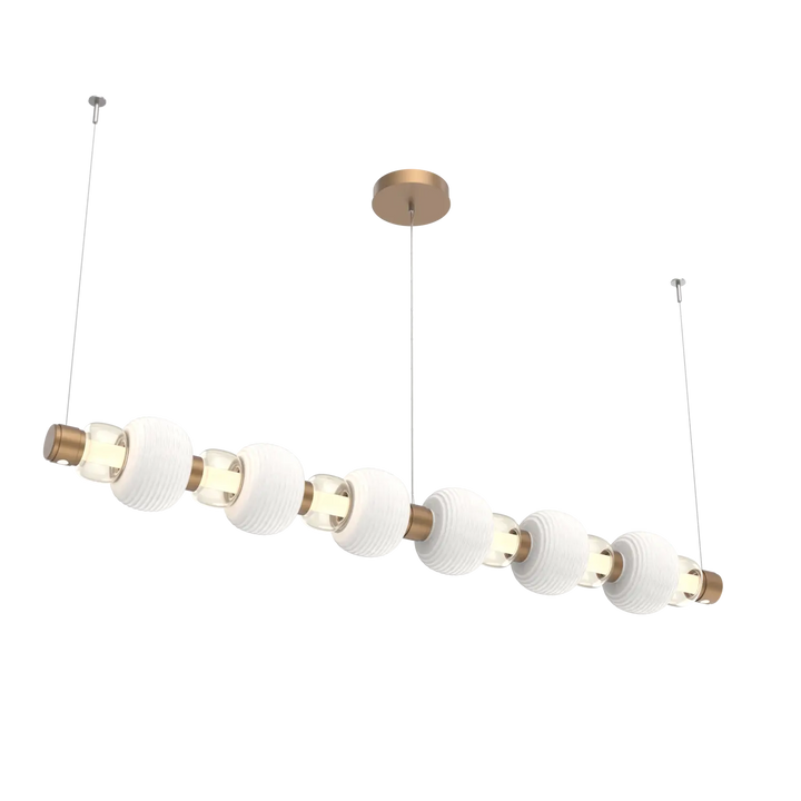 Hammerton Studio Torno Mandrel Linear Chandelier Novel Brass / Large / Amber / Chalk Ceramic