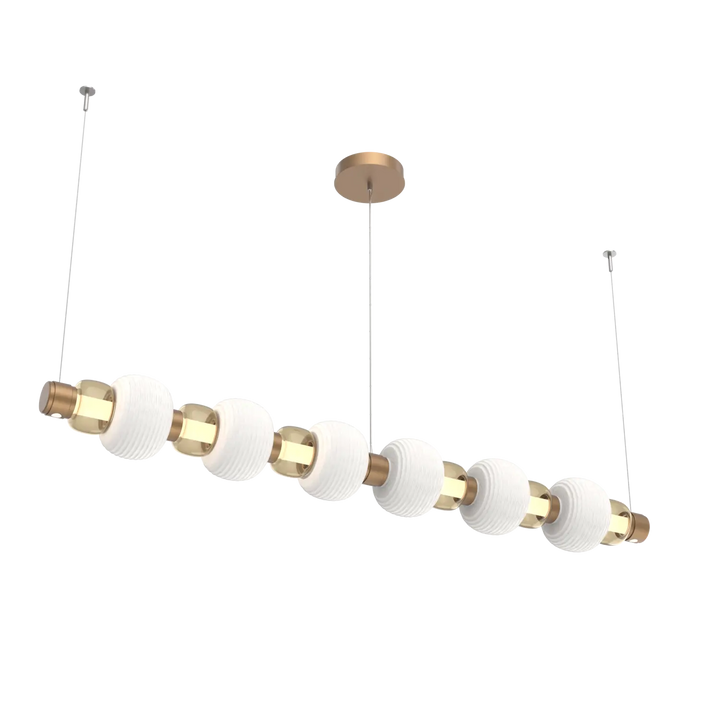 Hammerton Studio Torno Mandrel Linear Chandelier Novel Brass / Large / Bronze / Chalk Ceramic