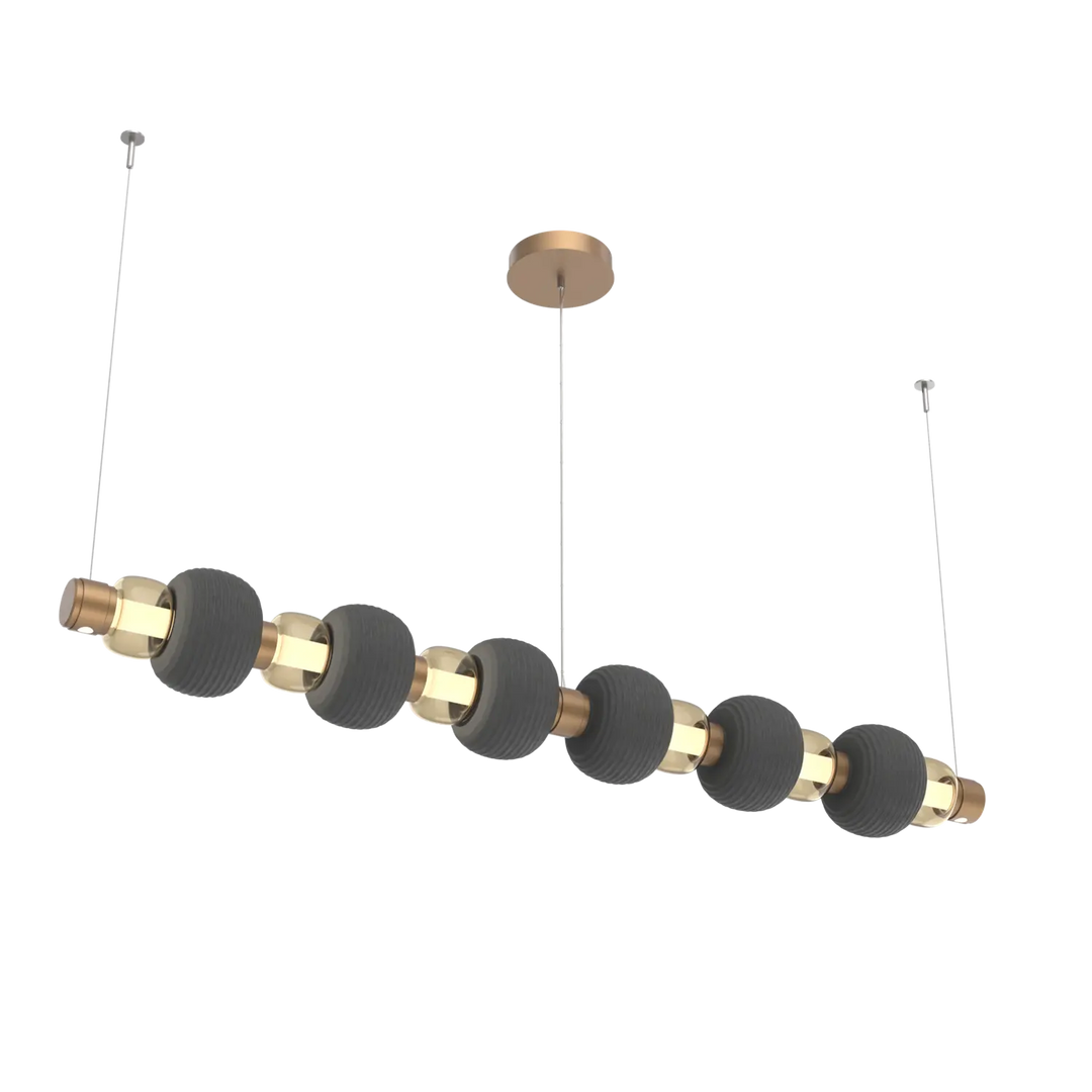 Hammerton Studio Torno Mandrel Linear Chandelier Novel Brass / Large / Bronze / Charcoal Ceramic