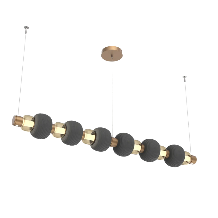 Hammerton Studio Torno Mandrel Linear Chandelier Novel Brass / Large / Bronze / Charcoal Ceramic