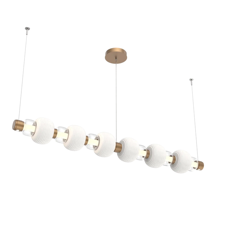 Hammerton Studio Torno Mandrel Linear Chandelier Novel Brass / Large / Clear / Chalk Ceramic