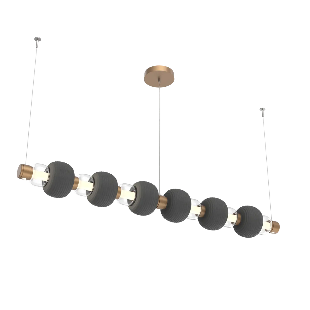 Hammerton Studio Torno Mandrel Linear Chandelier Novel Brass / Large / Clear / Charcoal Ceramic
