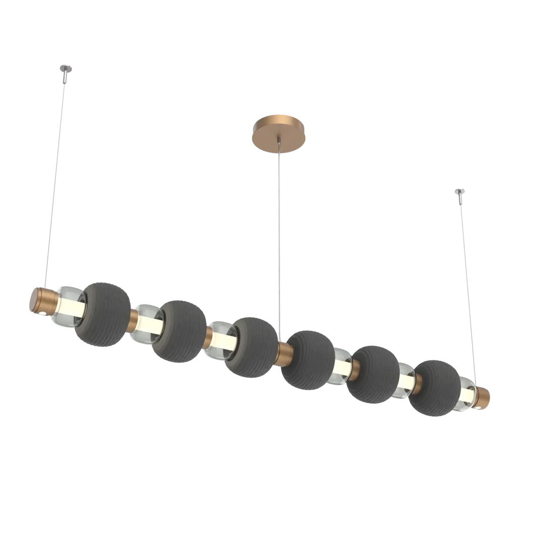 Hammerton Studio Torno Mandrel Linear Chandelier Novel Brass / Large / Smoke / Charcoal Ceramic