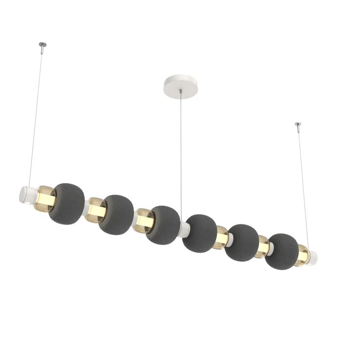 Hammerton Studio Torno Mandrel Linear Chandelier Salt White / Large / Bronze / Charcoal Ceramic