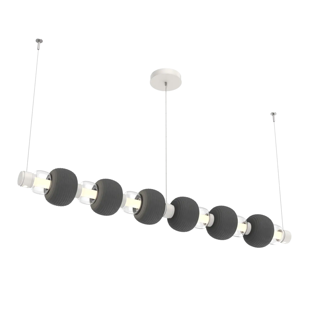 Hammerton Studio Torno Mandrel Linear Chandelier Salt White / Large / Clear / Charcoal Ceramic