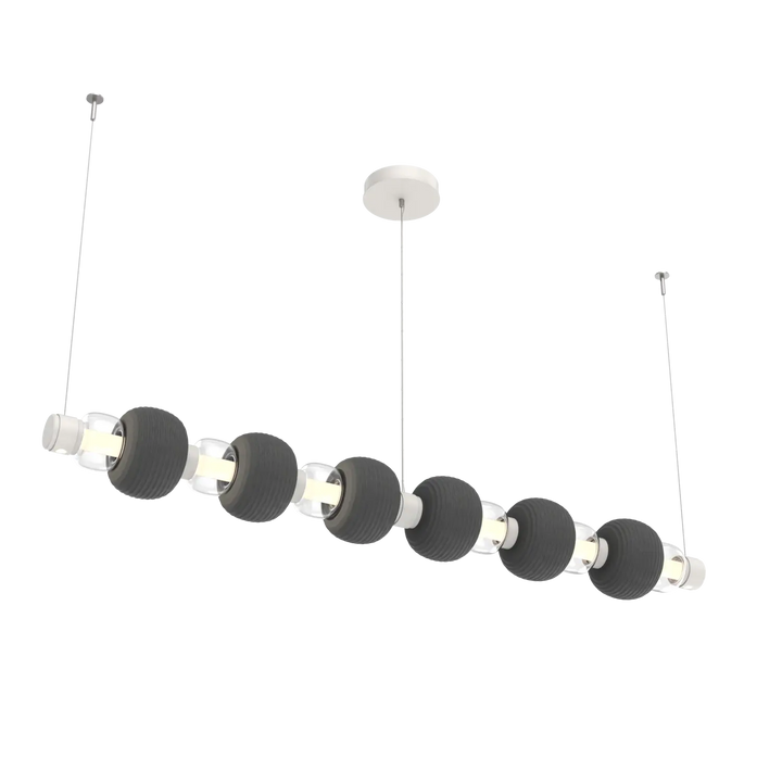 Hammerton Studio Torno Mandrel Linear Chandelier Salt White / Large / Clear / Charcoal Ceramic