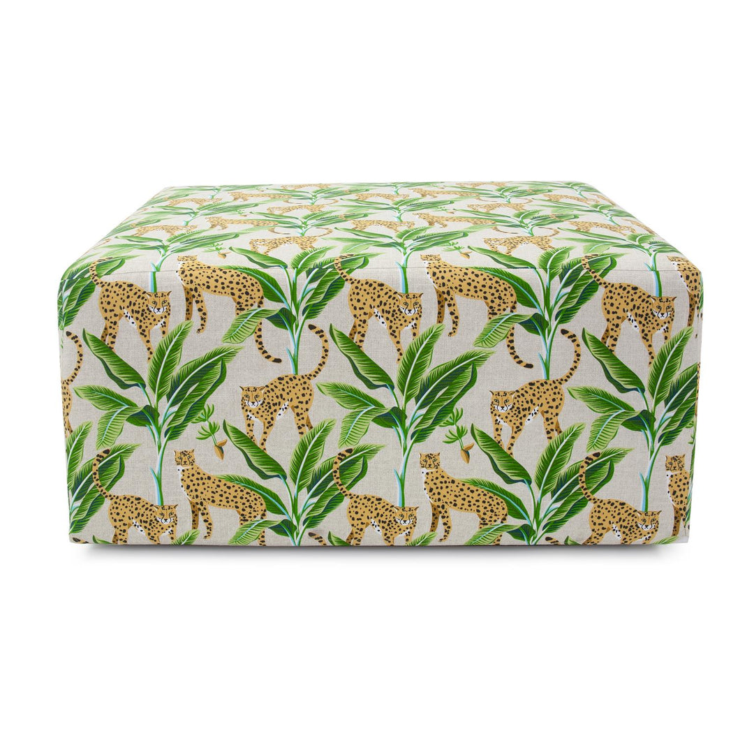 Howard Elliott Collection Outdoor Universal Square Ottoman Frame & Cover, Safari Natural