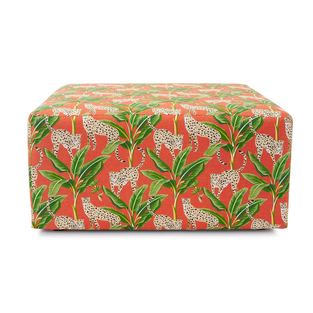 Howard Elliott Collection Outdoor Universal Square Ottoman Frame & Cover, Safari Canyon