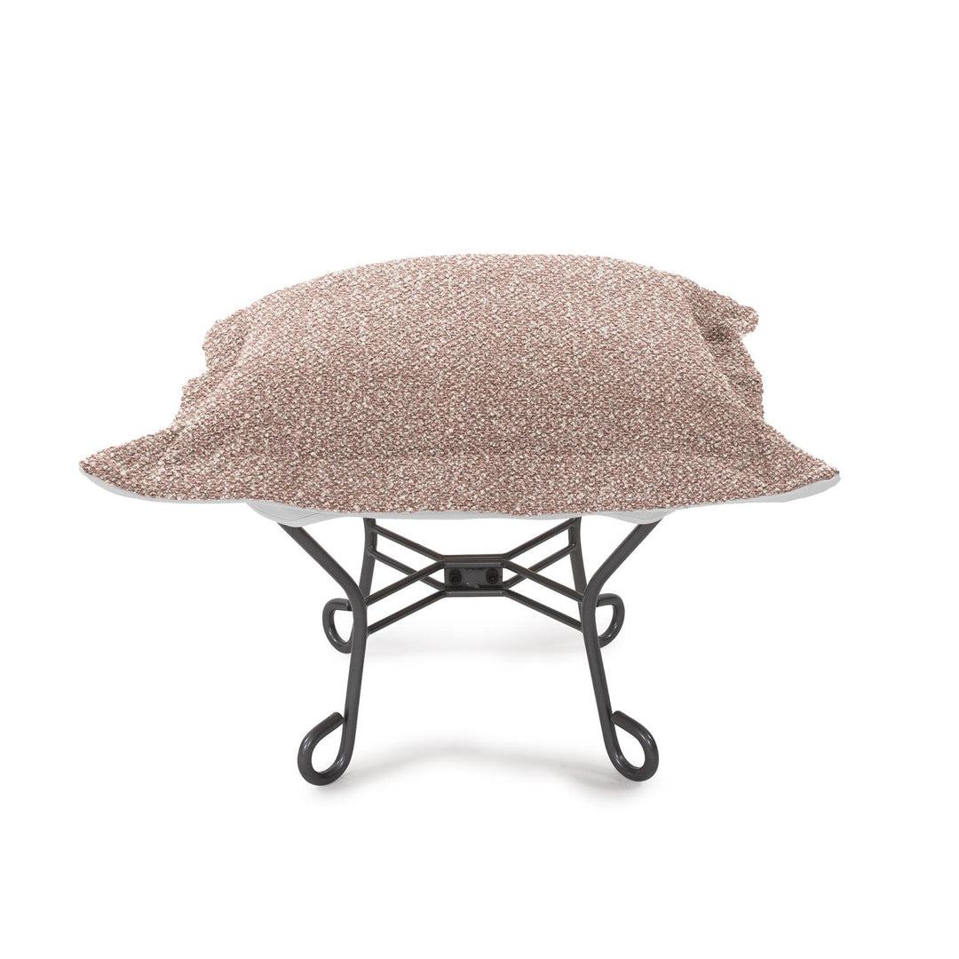 Howard Elliott Collection Patio Scroll Puff Ottoman Titanium, Alicante Blush