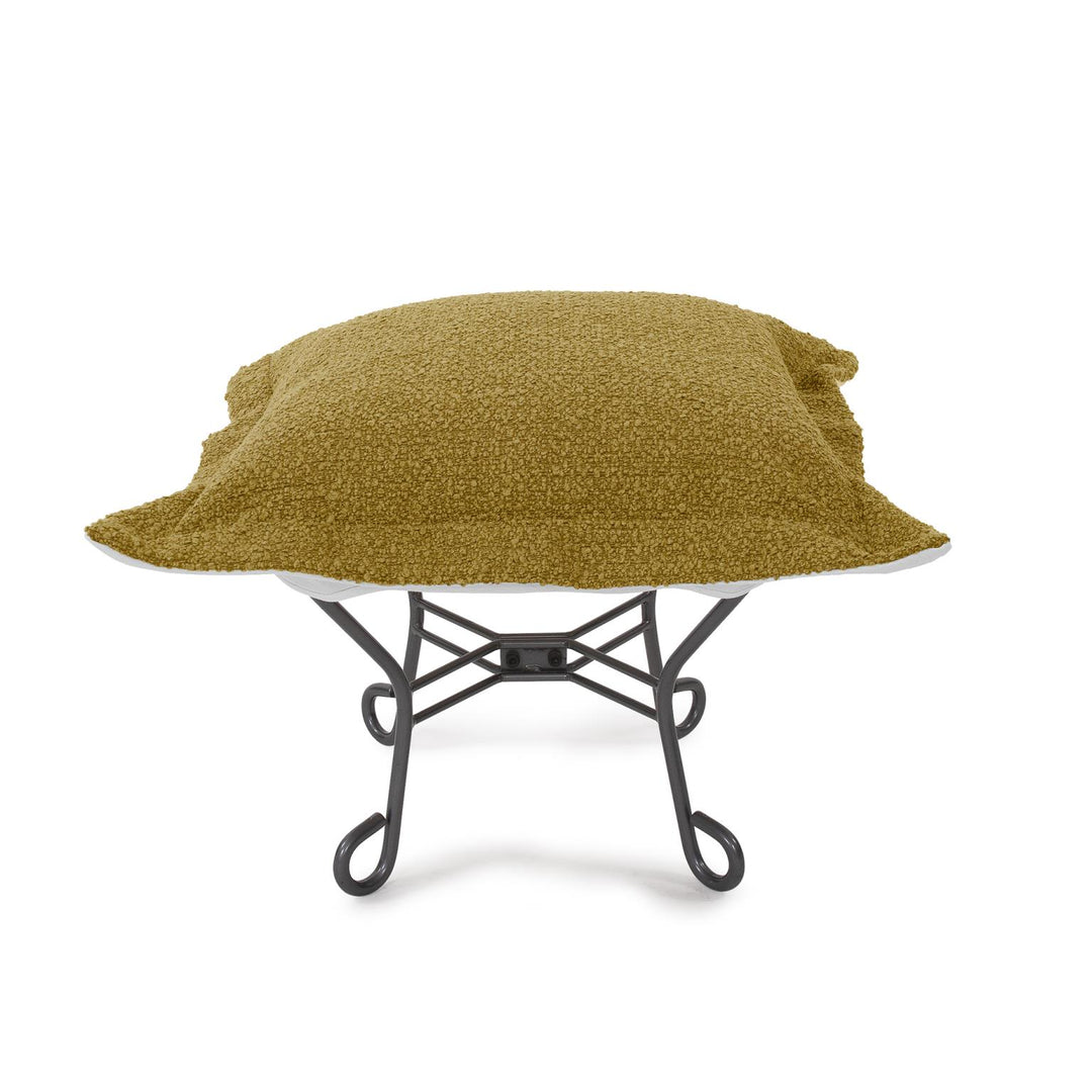 Howard Elliott Collection Patio Scroll Puff Ottoman Titanium, Alicante Gold