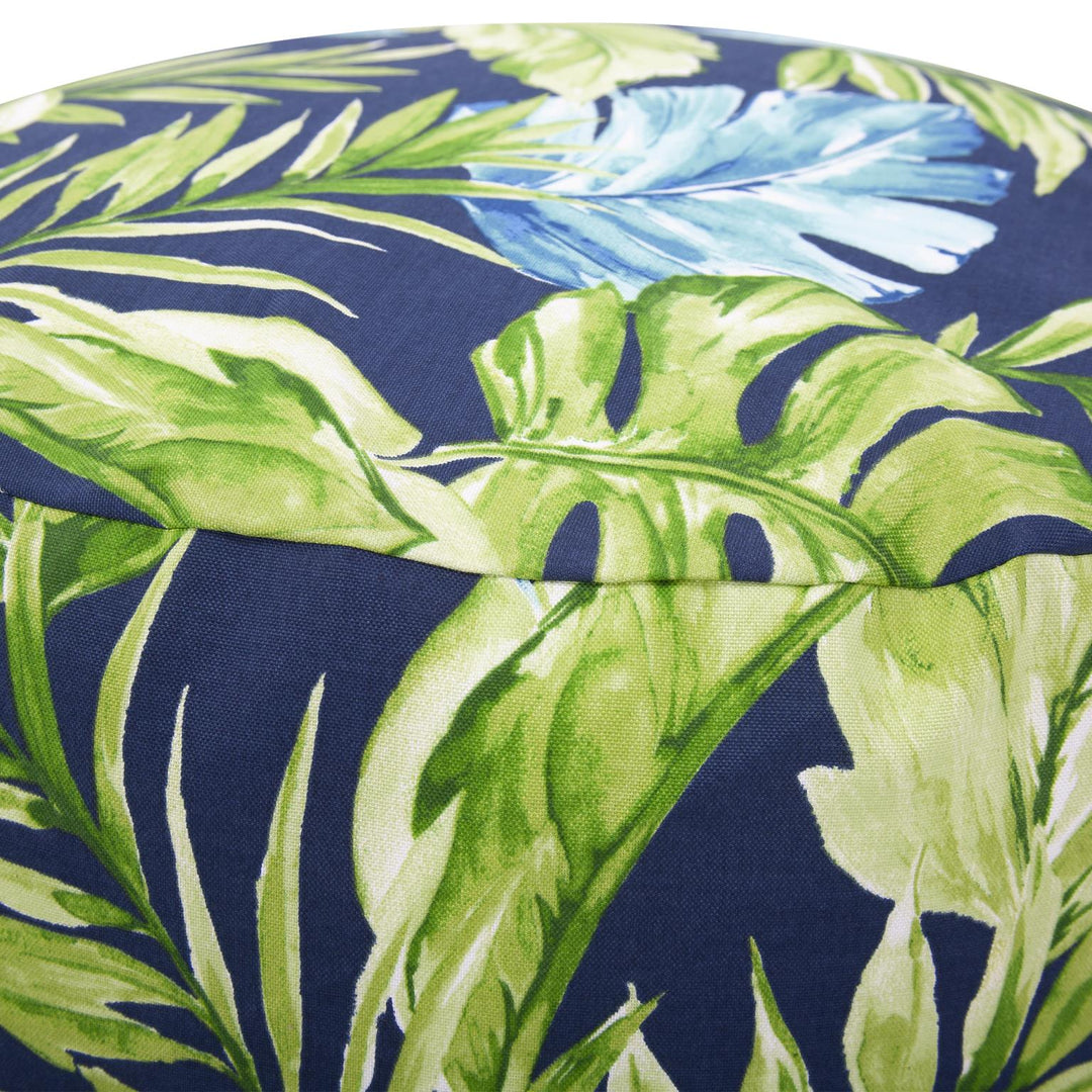 Howard Elliott Collection Outdoor Round Foot Pouf Cardoon Indigo