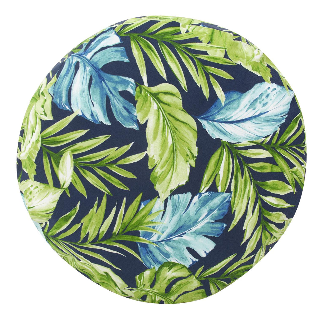 Howard Elliott Collection Outdoor Round Tall Pouf Cardoon Indigo