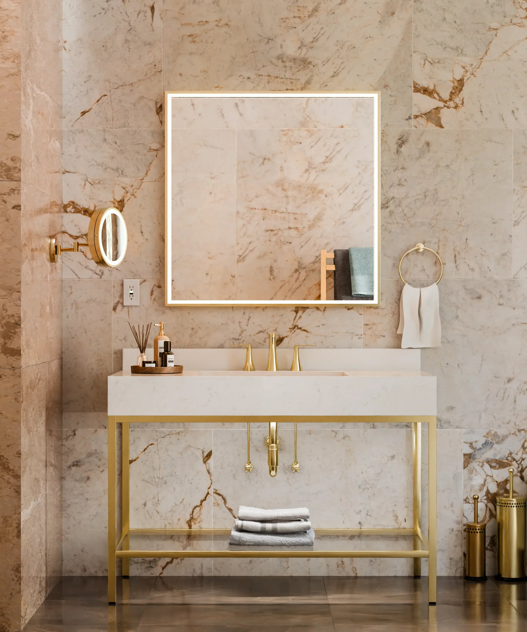 Electric Mirror Radiance frame-lit LED mirror Brushed Brass BR02