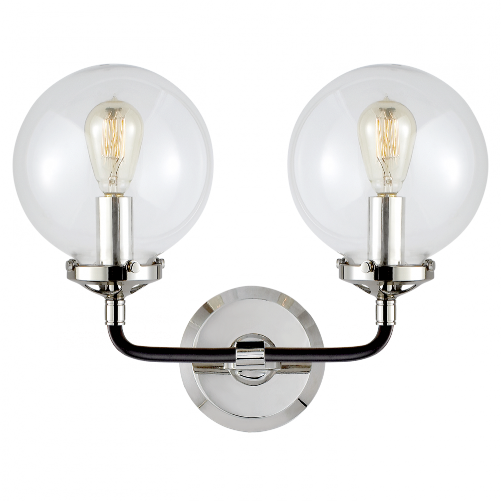 Visual Comfort & Co. Bistro Double Light Curved Sconce Wall Sconces Visual Comfort & Co.   