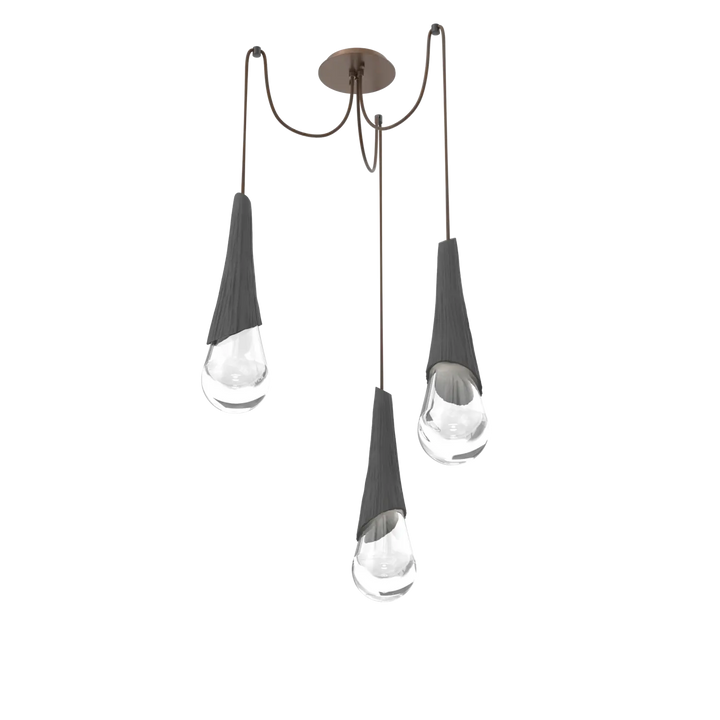 Hammerton Studio Hailstone Swag Chandelier Burnished Bronze / 3-Piece / Charcoal Ceramic