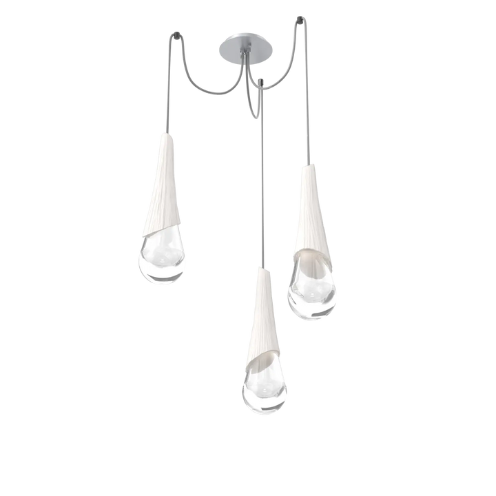 Hammerton Studio Hailstone Swag Chandelier Classic Silver / 3-Piece / Chalk Ceramic