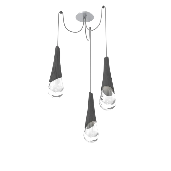 Hammerton Studio Hailstone Swag Chandelier Classic Silver / 3-Piece / Charcoal Ceramic