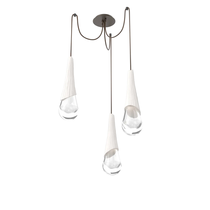 Hammerton Studio Hailstone Swag Chandelier Flat Bronze / 3-Piece / Chalk Ceramic