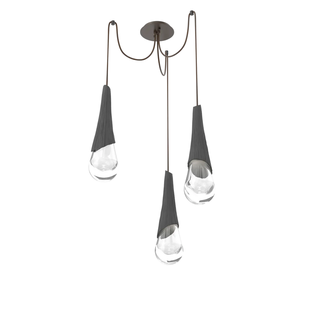 Hammerton Studio Hailstone Swag Chandelier Flat Bronze / 3-Piece / Charcoal Ceramic