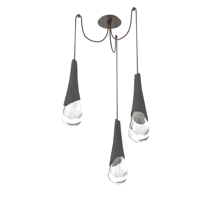 Hammerton Studio Hailstone Swag Chandelier Flat Bronze / 3-Piece / Charcoal Ceramic