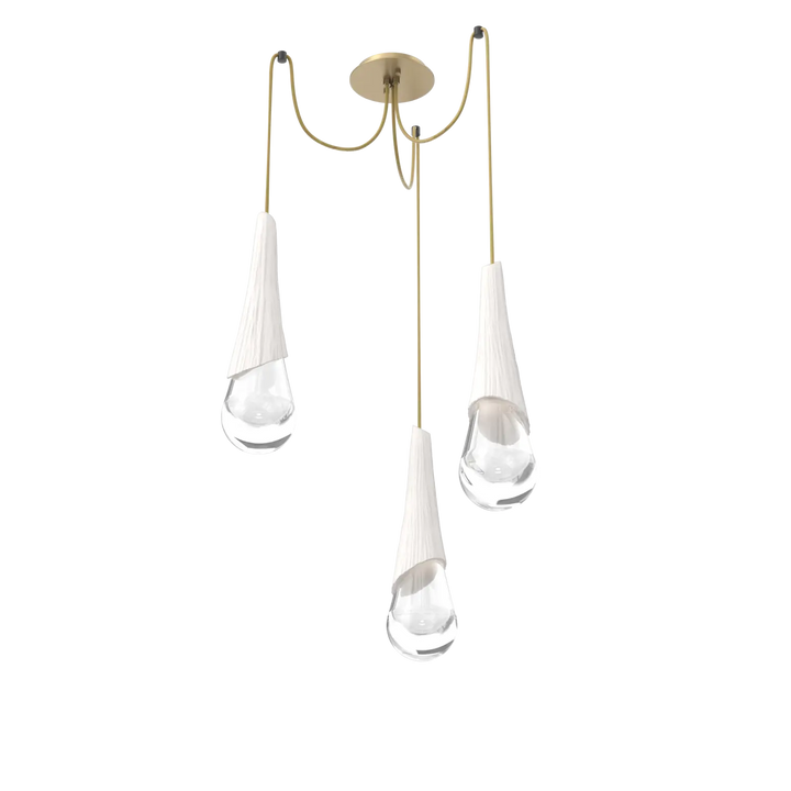 Hammerton Studio Hailstone Swag Chandelier Gilded Brass / 3-Piece / Chalk Ceramic