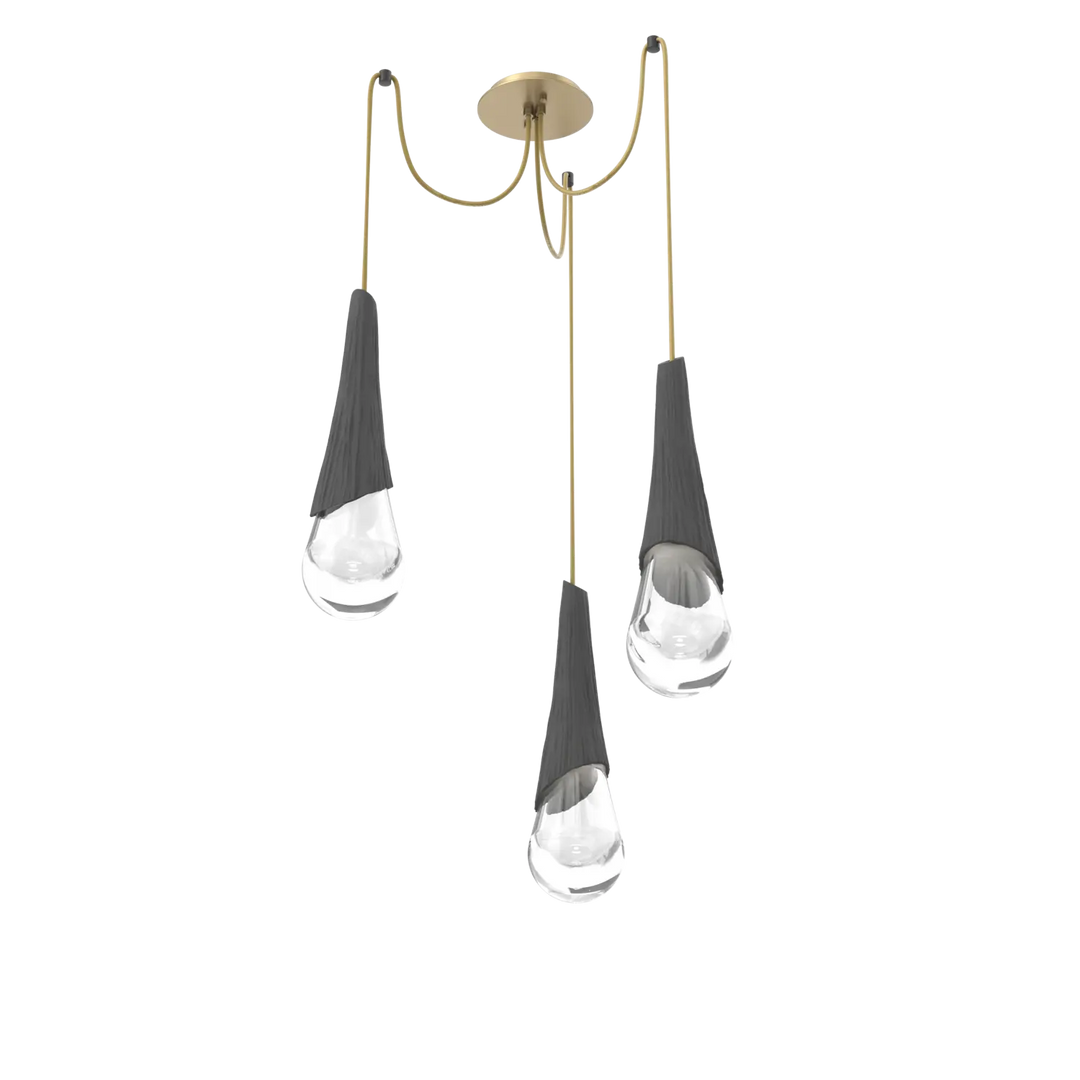 Hammerton Studio Hailstone Swag Chandelier Gilded Brass / 3-Piece / Charcoal Ceramic
