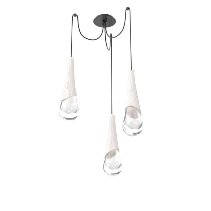 Hammerton Studio Hailstone Swag Chandelier Matte Black / 3-Piece / Chalk Ceramic