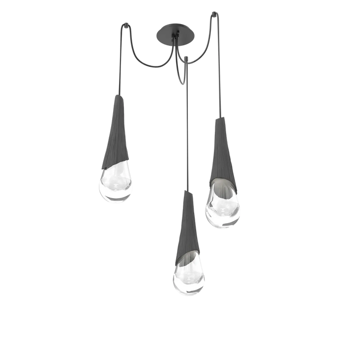 Hammerton Studio Hailstone Swag Chandelier Matte Black / 3-Piece / Charcoal Ceramic