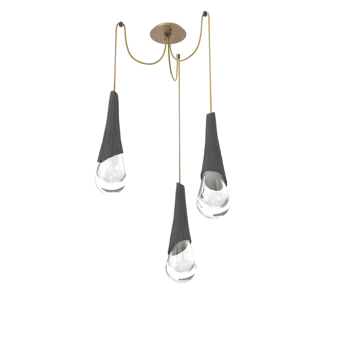 Hammerton Studio Hailstone Swag Chandelier Novel Brass / 3-Piece / Charcoal Ceramic