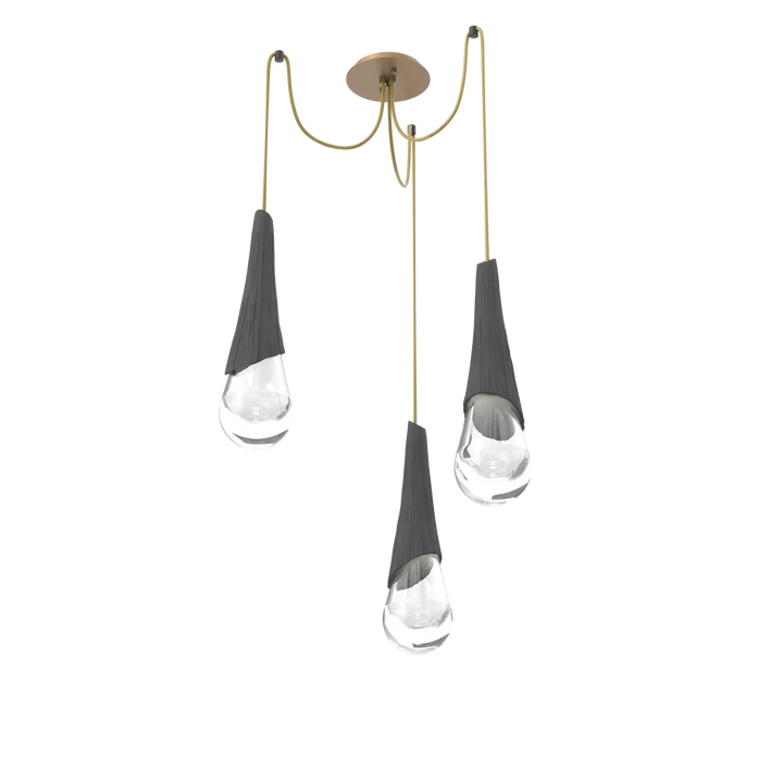 Hammerton Studio Hailstone Swag Chandelier Novel Brass / 3-Piece / Charcoal Ceramic